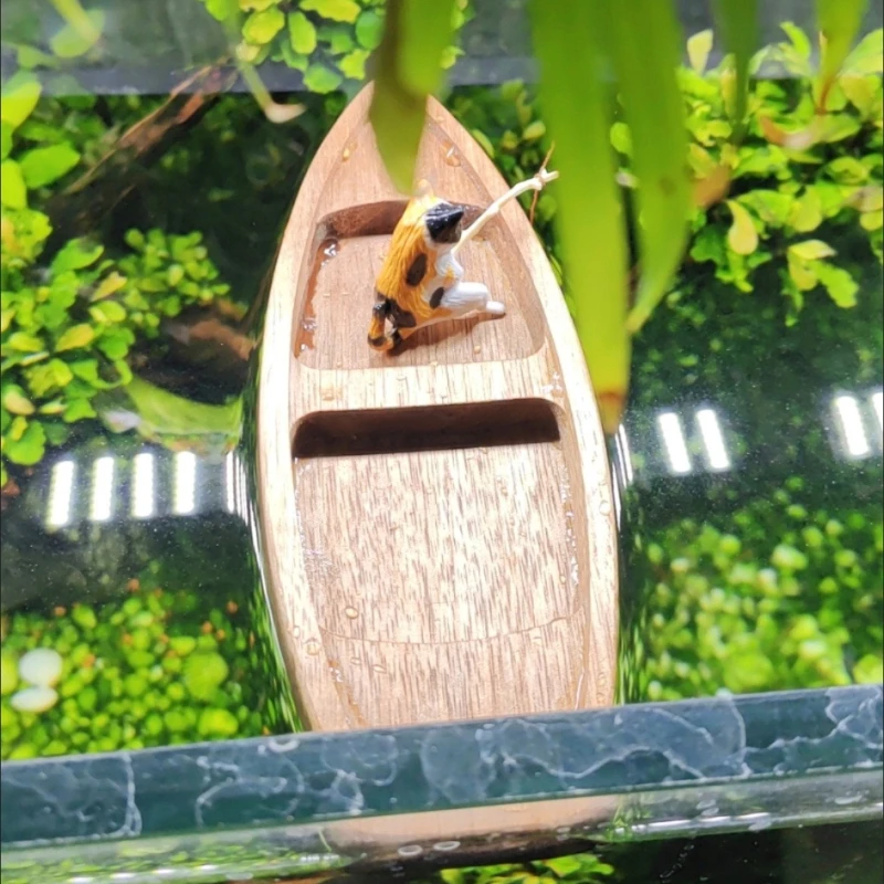 Handgemaakte houten boot Mini  - Aquarium Fish Games recensie en prijs
