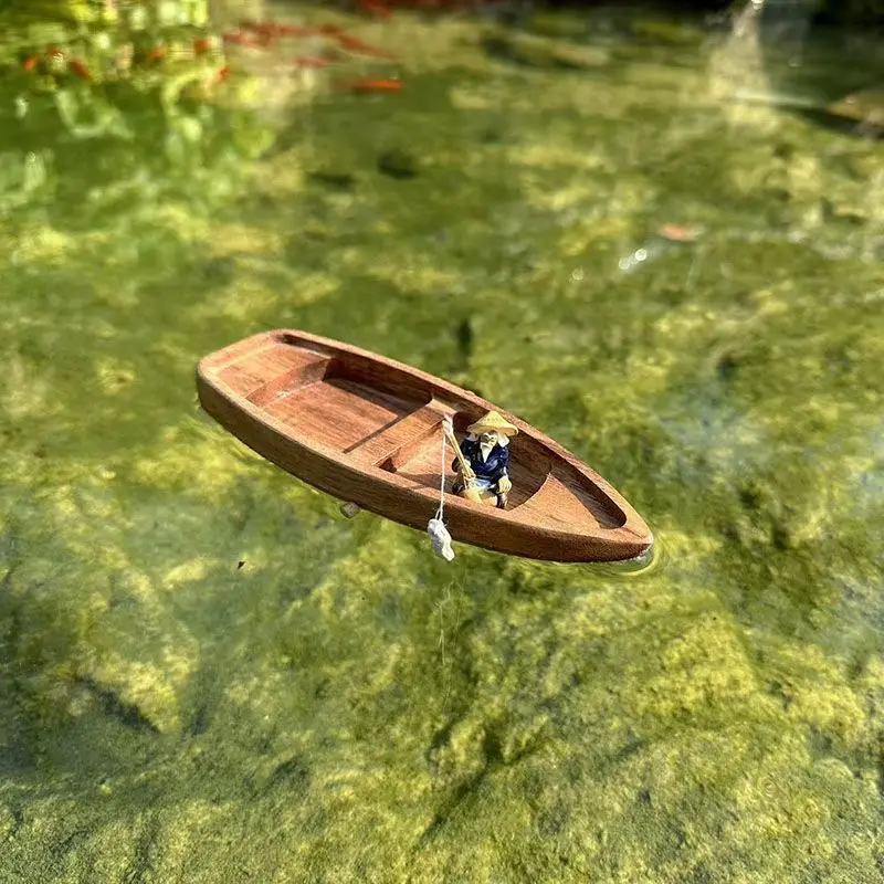 Handgemaakte houten boot Mini  - Aquarium Fish Games recensie en prijs